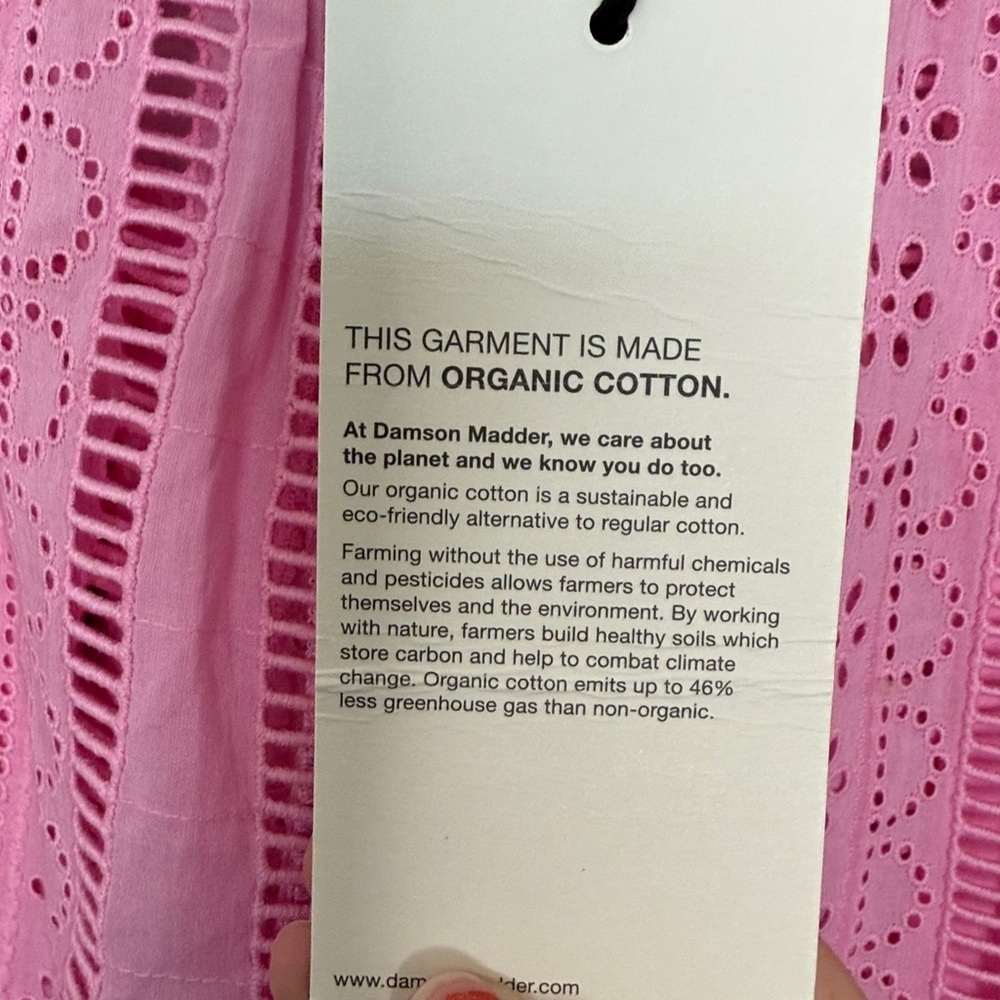 Damson Madder Alys Vacation Pant Pink Eyelet Organic Cotton 10 Medium NWT - Picture 7 of 9